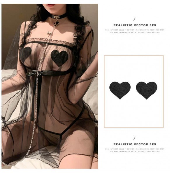 FEE ET MOI - Nipple Sticker Accessories (Black Heart-shaped)